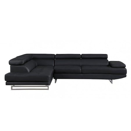 Homeroots Black Faux Leather L Shaped Two Piece Corner Sectional 366223