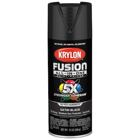 Fusion All-In-One 12 Oz Krylon Black Paint & Primer Spray Paint, Satin K02732007