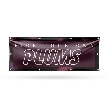 Signmission Pick Your Own Plums, 36 Inch x 96 Inch, Vinyl Banner B-96-30795