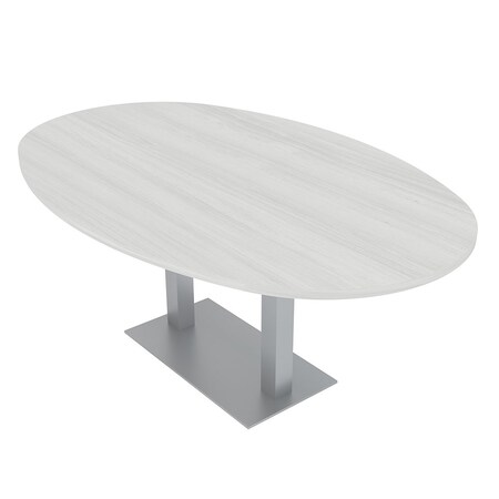 Skutchi Designs Boval Conference Table With Power Unit, 48 in W, 84 in L, White HAR-BOVL-48X84-DOU-WA7976-NA