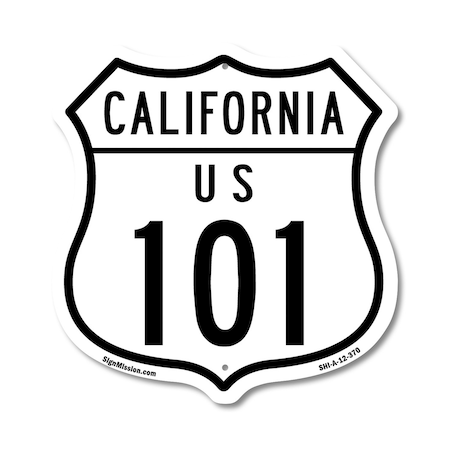 Signmission California Route Marker Shield Sign Us 1, 12 Inch X 12 Inch, Aluminum Metal Sign SHI-A-12-370