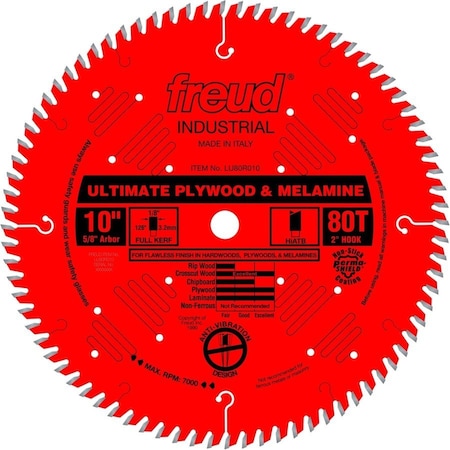 Freud Circular Saw Blade, Carbide, Dia 10 in LU80R010