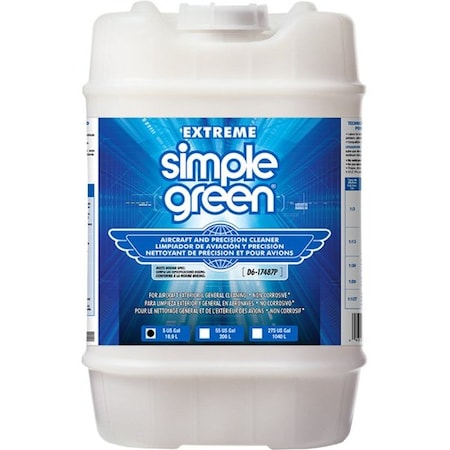 Simple Green Extreme Aircraft & Precision Cleaner Degreaser, 5 gal. Pail, Liquid, Clear 0100000113405