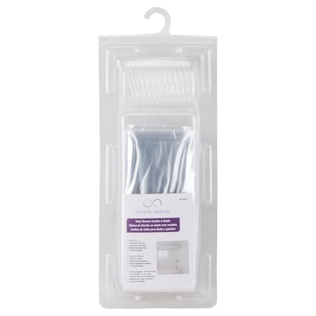 Simple Spaces Shower Curtain with Hook, PVC/Vinyl, Clear, Clear SD-625CL-3L