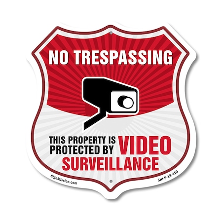 Signmission No Trespassing Shield Sign This Property, 18 Inch X 18 Inch, Plastic Sign SHI-P-18-410