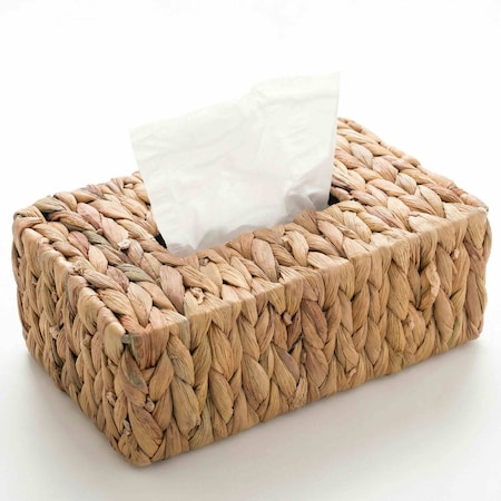 Vintiquewise Water Hyacinth Wicker Rectangular Tissue Box Cover QI003631.RC
