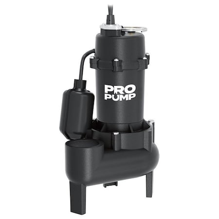 Propump Sewage Pump, 1-Phase, 7.4 A, 115 V, 1/2 hp, 2 in Outlet, 18 ft Max Head, 6500 gph, Cast Iron SW05001T