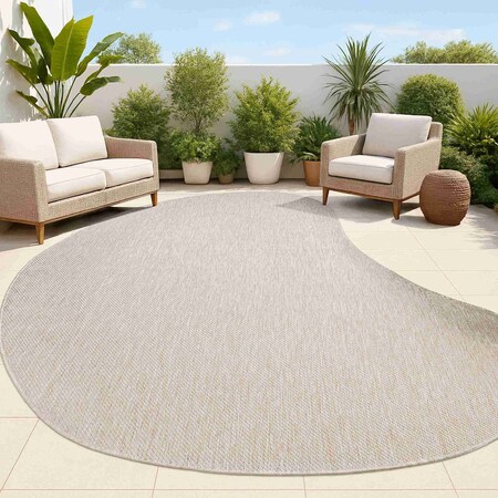 Jonathan Y Evan Modern Rustic Organic Curve Beige 9 ft. x 12 ft. Indoor/Outdoor Shaped Area Rug SHP102C-9