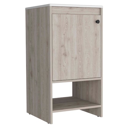 Homeroots 18" Light Gray Wood Freestanding Single Door Bathroom Vanity With White Sink 478247