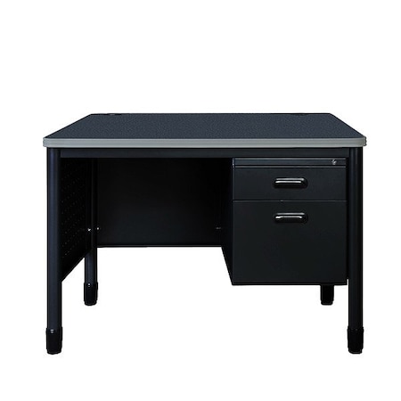 Regency Single Pedestal Desk, Steel Frame, 48 in W 66348SPGYBK