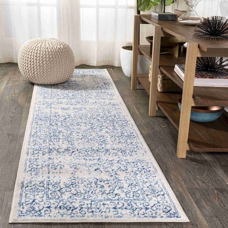 Jonathan Y Ferro Filigree Cream/Blue 2 ft. x 8 ft. Runner Rug BMF108A-28