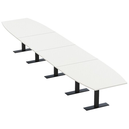 Skutchi Designs 20 Person Conference Table With Power Unit | 20' Boat Table | Harmony Series HAR-BOT-48X240-T.BK-W960-NA