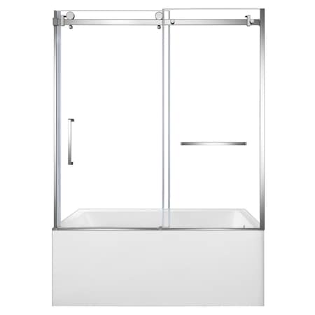 Kingston Brass 60" Acrylic Alcove Right-Hand Drain Tub with Left Sliding Tub Door, White/Polished Chrome KVTAP603622R1