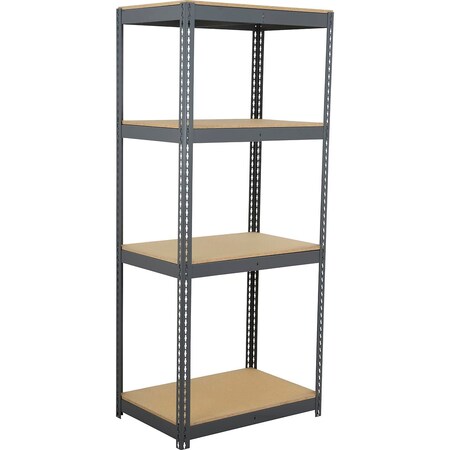 Global Industrial 4 Shelf, Heavy Duty Boltless Shelving, Starter, 48"W x 18"D x 96"H, Wood Deck B3164144