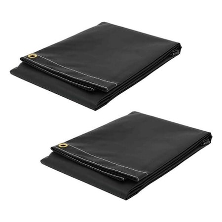 Mytee Products 8ft x 10ft HD BLACK 18oz Vinyl Utility Tarp Waterproof, Multipurpose, Cars, Boats, 2PK VT18-8x10-BLKx2