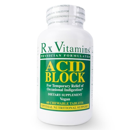 Rx Vitamins Acid Block Chewable Tablets for Temporary Relief of Occasional Indigestion, Vegetarian, 60PK 4015