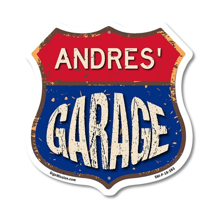 Signmission Andres's Garage, 18 Inch X 18 Inch, Plastic Sign SHI-P-18-383-ANDRES