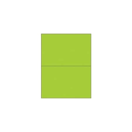 Bubblefast 8 1/2 x 5 1/2'' Fluorescent Green Removable Rectangle Laser Labels-2 Labels per Sheet BFLL415GN