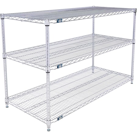 Global Industrial Nexel 3 Shelf, Stainless Steel Wire Shelving Unit, Starter, 54"W x 24"D x 34"H B3149760