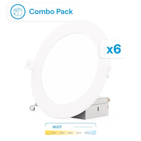 Infibrite 6 In 5CCT Selectable White 12 Watt 1200LM 0-10V Dimmable LED Light 120-277V, 6PK IB-002-18-12W-10V-6PK