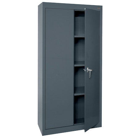 Sandusky Lee Shelving Storage Cabinet, 72 in H, 30 in W, 18 in D, Swing, Keyed, Dark Gray, 3 Shelves, 0 Drawers VF31301872-02