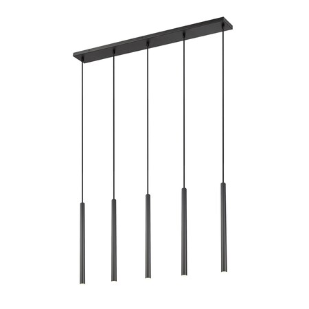Z-Lite Forest 5 Light Linear Chandelier, Matte Black, 42 In W 919MP24-5L-MB-LED
