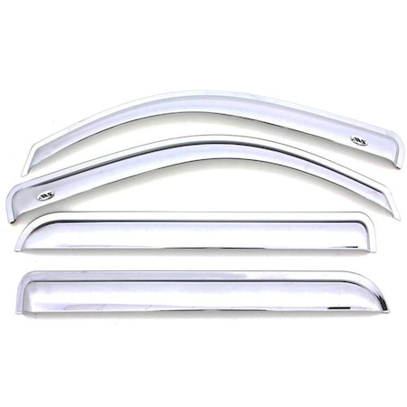 Ventshade Rainguards, Aerodynamic Design, Tape-On, Chrome, Acrylic, Set Of 4 684806
