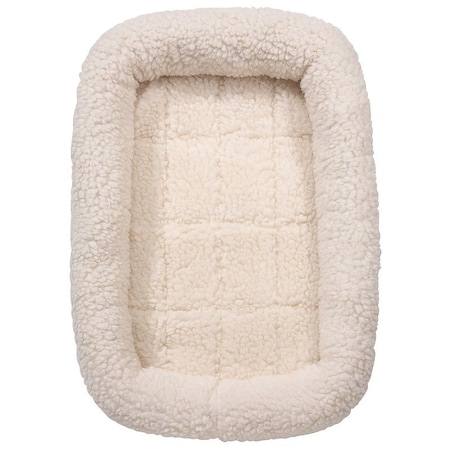 Slumber Pet Dog Bed, 23-3/4 in L, 16-3/4 in W, Bumper Style Pattern, Sherpa Cover, Natural ZW250 24