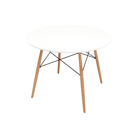 Homeroots 36" White and Natural Wood Round Top Dining Table 555168
