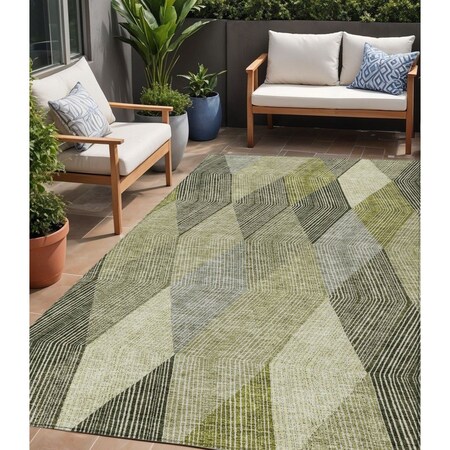 Homeroots 5' X 8' Olive Green Gray And Ivory Argyle Washable Indoor Outdoor Area Rug 613712