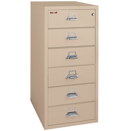 Fireking 6 Drawer, 1 Hr Fire, Vertical, 25" wide for Card Check & Notes Champagne 6-2552-CCH