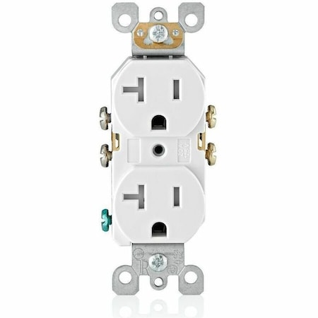 Leviton Straight Blade Receptacle, 5-20R, 20 A, 125V AC, 2 Pole, 3 Wire, Flush Mount, Self-Grounded T5820-W