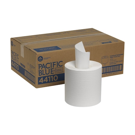 Georgia-Pacific Pacific Blue Basic Center Pull Paper Towels, 1 Ply, 1000 Sheets, 1,000 ft, White, 6 PK 44110