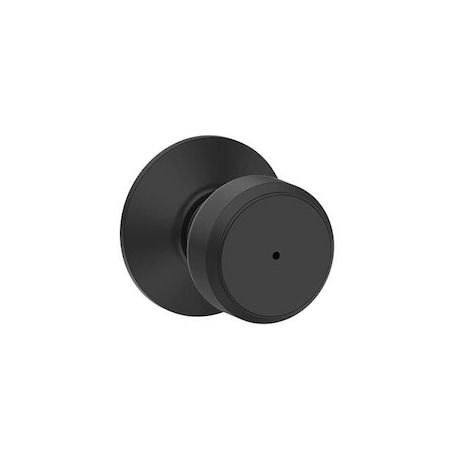 Schlage Residential Bowery Knob Privacy Lock with 16080 Latch and 10027 Strike Matte Black Finish F40BWE622