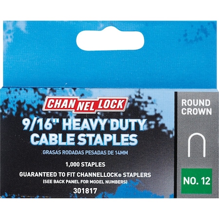 Channellock T25 Round Crown Cable Staple 9/16 In., 1000PK 301817