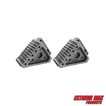 Extreme Max 5001.5772.2 Heavy-Duty Solid Rubber Wheel Chock with Handle - Value 2-Pack 5001.5772.2
