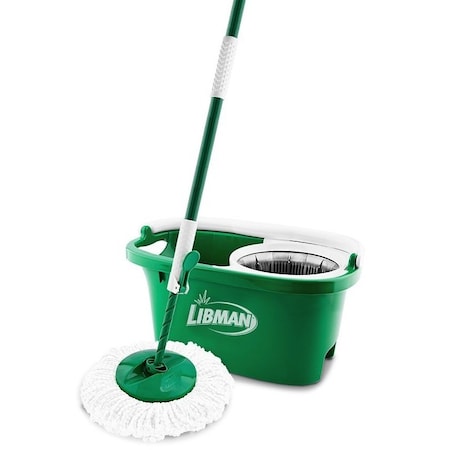 Libman Tornado Spin Mop with Bucket, Metal/Microfiber, Green/White 1283
