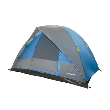 Stansport Teton Dome Tent, 96 in L, 120 in W, 6 Person, Blue/White 733-300