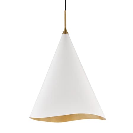 Hudson Valley Lighting Martini 1 Light Pendant 18 In. Gold Leaf/Soft Off White Combo 9618-GL/WHT