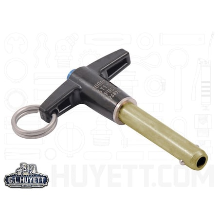 Huyett QR Pin, T Handle, Cad Plt 4130 AS, .375 Dia x 1.5 Usable L x 1.865 Shk L PLT-0375-1500