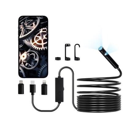 Vevor Dual Lens Borescope Endoscope Camera for Android IOS & 16.4FT Snake Cable SM7