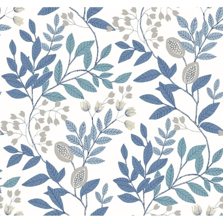 York Wallcoverings Eden Retreat White and Blue Wallpaper MN1842