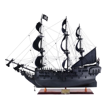 Homeroots 29" Black Black Pearl Pirate Boat Hand Painted Decorative Boat 401980