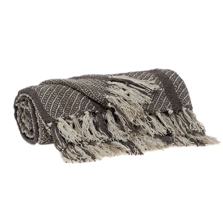 Homeroots Brown and Taupe Striped Woven Handloom Throw 476216