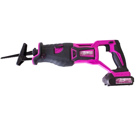 The Original Pink Box 20V Lithium-Ion Brushless Cordless Reciprocating Saw with Orbital Function, 2Ah Battery, Pink PB20VREC_2Ah_CHRGR