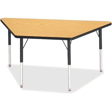 Jonti-Craft Berries Trapezoid Activity Tables, 30 in. x 60 in., A-height, Oak/Black/Black 6443JCA210
