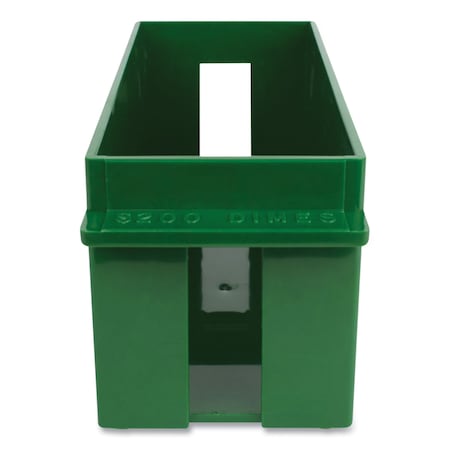 Controltek Extra-Capacity Coin Tray, Dimes, 1 Comp, Denomination and Capacity Etched On Side, Plastic, Green 560166