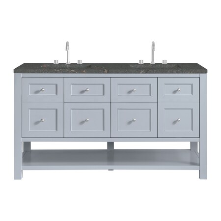 James Martin Vanities Breckenridge 60 in. Double Vanity, Serenity Blue w/ 3 CM Parisien Bleu Top 330-V60D-SRB-3PBL