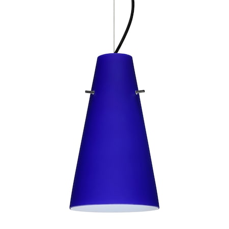 Besa Lighting Besa Cierro Cable Pendant, Cobalt Blue Matte, Black Finish, 1x 100W MAX E26 Base 1KX-4124CM-BK