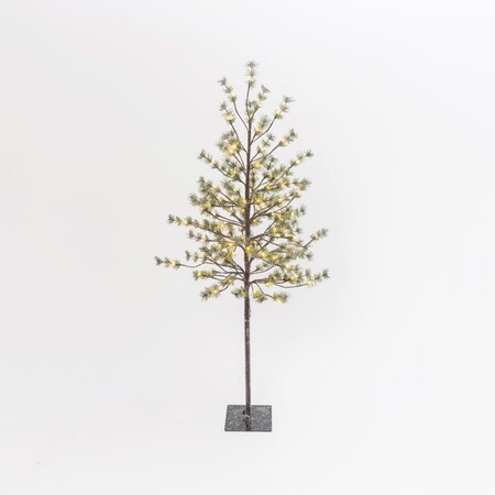 Everlasting Glow 5 ft. Tall Electric Icy Pine Tree with 96 Warm White LED Lights 2552850EC